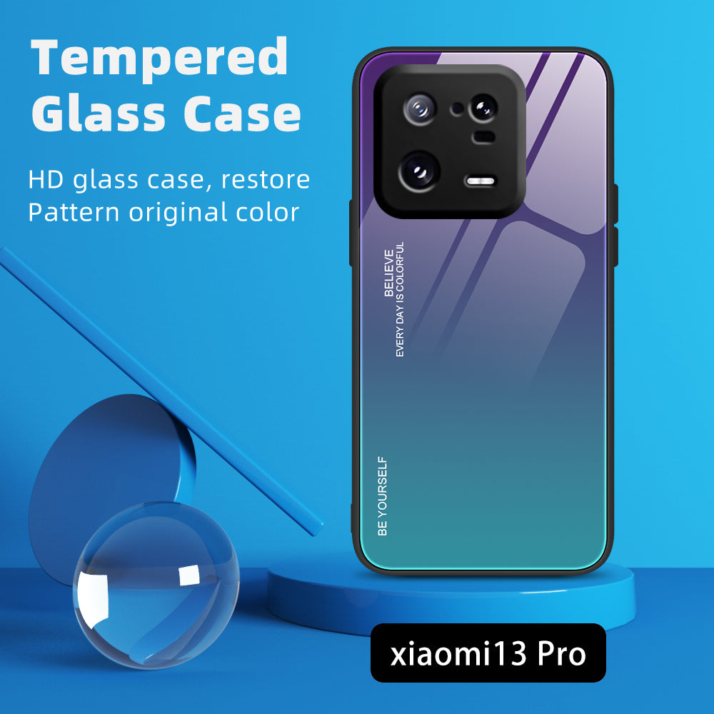 For Xiaomi 13 Pro 5G Gradient Color Phone Case Tempered Glass PC Back TPU Bumper Design Anti-Scratch Phone Cover For Xiaomi 13 Pro 5G Gradient Color Phone Case Tempered Glass PC Back TPU Bumper Design Anti-Scratch Phone Cover